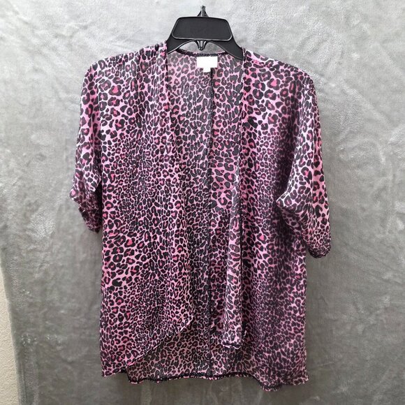 LuLaRoe Sheer Pink Cheetah Print Kimono Cardigan – Size 3 - Picture 1 of 11
